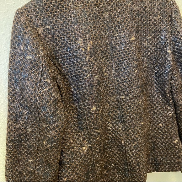 Chico’s Women’s Brown Metallic Tweed Zip Front Lined Jacket Blazer Size 0 S/4 - Picture 5 of 15
